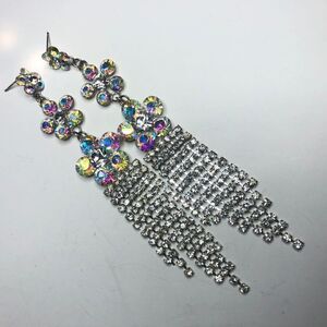 553 Unbranded AB crystal dangle drop long pierced earrings prom pageant